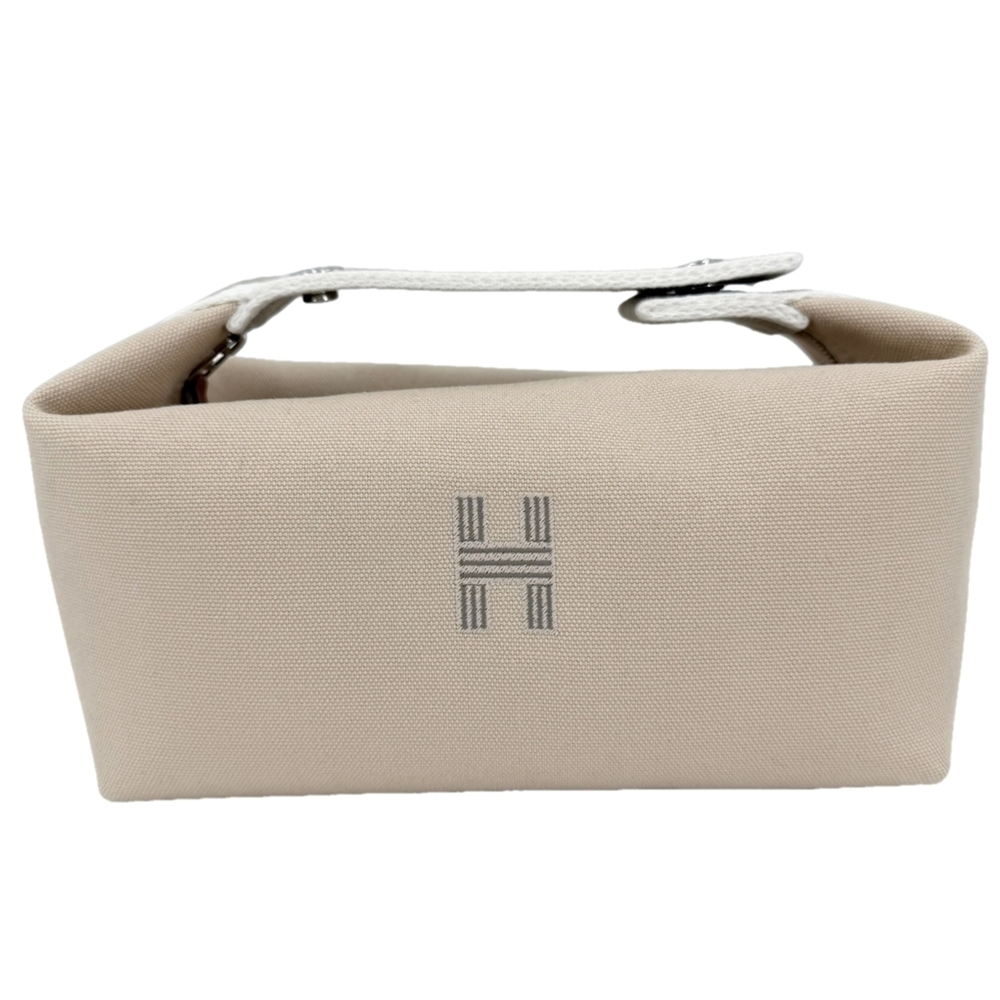 Hermes handbag for women, Bride à Black PM pouch, HERMES Toile H, beige/white...